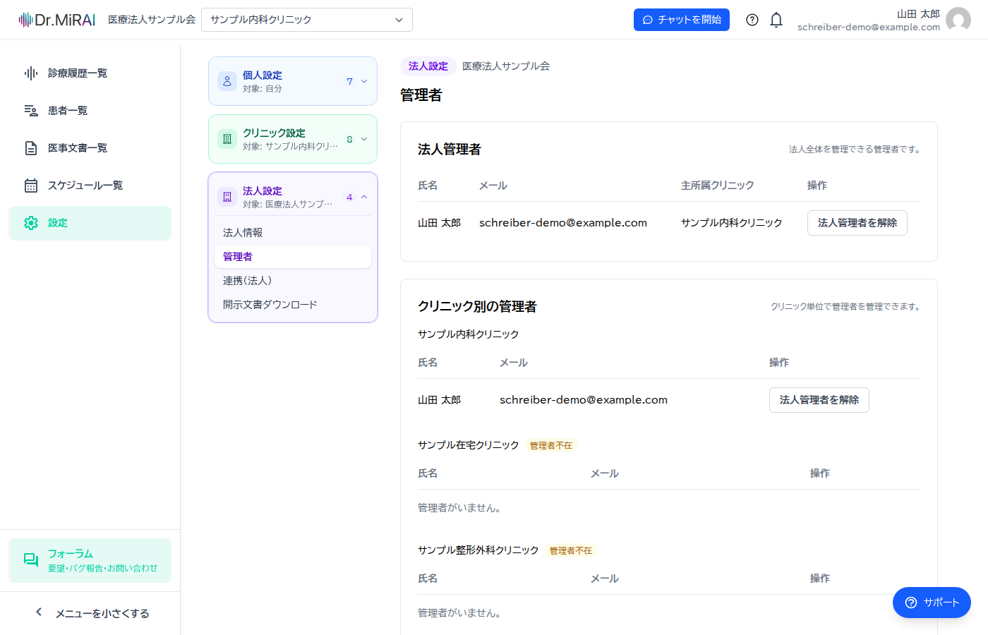 管理者の画面