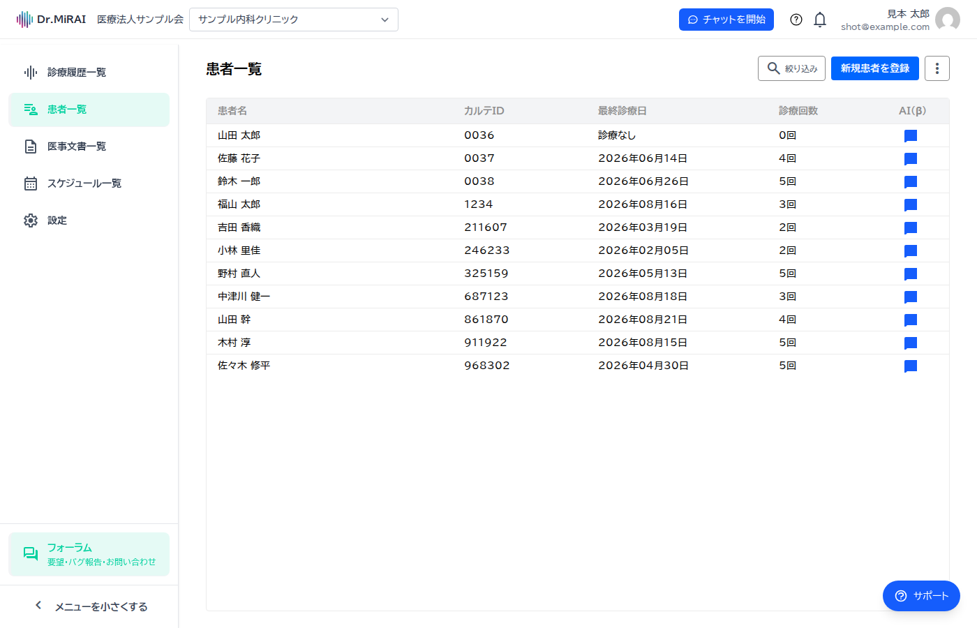 患者一覧