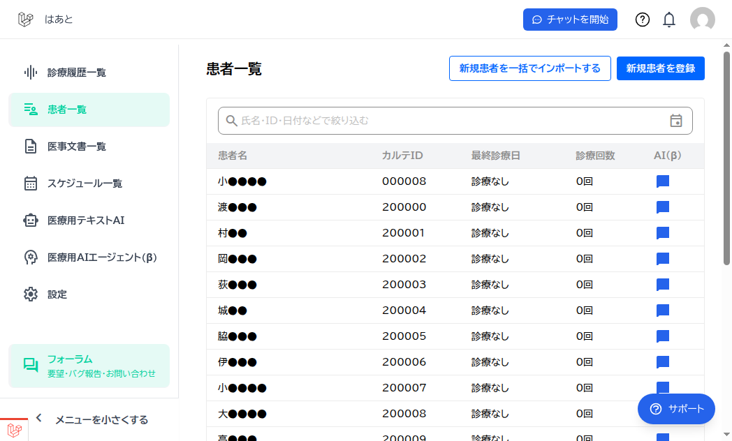 サポートボタンの位置